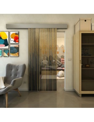 Glasschiebetür ECO-LINE - Fineprint Model 052 Gold auf Grauglas