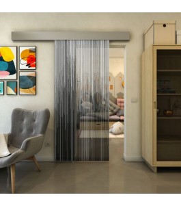 Glasschiebetür ECO-LINE - Fineprint Model 052 Weiss auf Grauglas