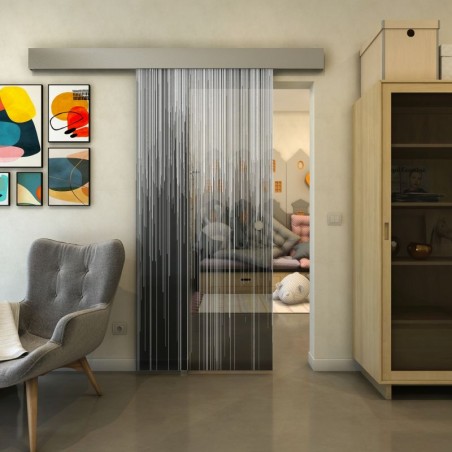 Glasschiebetür ECO-LINE - Fineprint Model 052 Weiss auf Grauglas