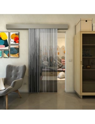 Glasschiebetür ECO-LINE - Fineprint Model 052 Weiss auf Grauglas