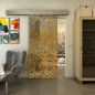 Glasschiebetür ECO-LINE - Fineprint Modell 055 Gold auf Grauglas Glasschiebetür ECO-LINE - Fineprint Modell 055 Gold auf Grauglas