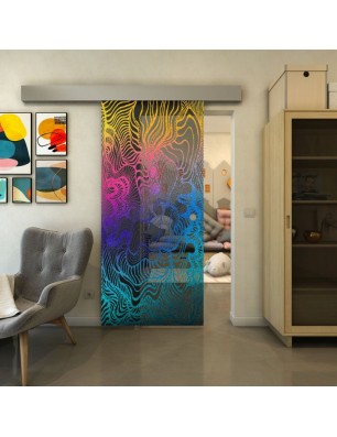 Glasschiebetür ECO-LINE - Fineprint Model 056 Verlauf auf Grauglas