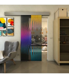 Glasschiebetür ECO-LINE - Fineprint Model 059 Verlauf auf Grauglas
