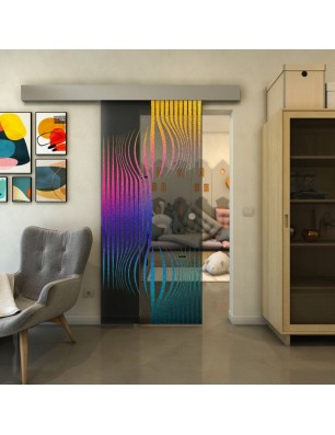 Glasschiebetür ECO-LINE - Fineprint Model 059 Verlauf auf Grauglas