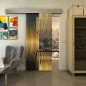 Glasschiebetür ECO-LINE - Fineprint Modell 059 Gold auf Grauglas Glasschiebetür ECO-LINE - Fineprint Modell 059 Gold auf Grauglas