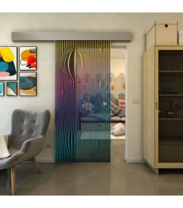 Glasschiebetür ECO-LINE - Fineprint Model 060 Verlauf auf Grauglas