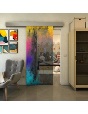Glasschiebetür ECO-LINE - Fineprint Model 061 Verlauf auf Grauglas