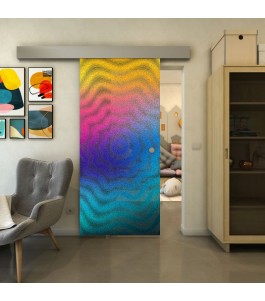 Glasschiebetür ECO-LINE - Fineprint Model 064 Verlauf auf Grauglas