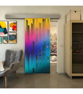 Glasschiebetür ECO-LINE - Fineprint Model 067 Verlauf auf Grauglas