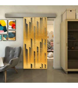 Glasschiebetür ECO-LINE - Fineprint Model 067 Gold auf Grauglas