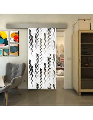 Glasschiebetür ECO-LINE - Fineprint Model 067 Weiss auf Grauglas