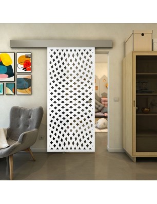 Glasschiebetür ECO-LINE - Fineprint Model 068 Weiss auf Grauglas