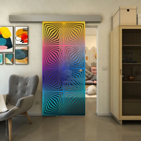 Glasschiebetür ECO-LINE - Fineprint Model 069 Verlauf auf Grauglas