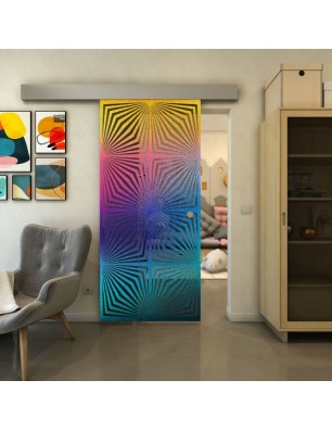 Glasschiebetür ECO-LINE - Fineprint Model 069 Verlauf auf Grauglas