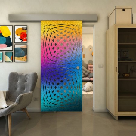 Glasschiebetür ECO-LINE - Fineprint Model 071 Verlauf auf Grauglas