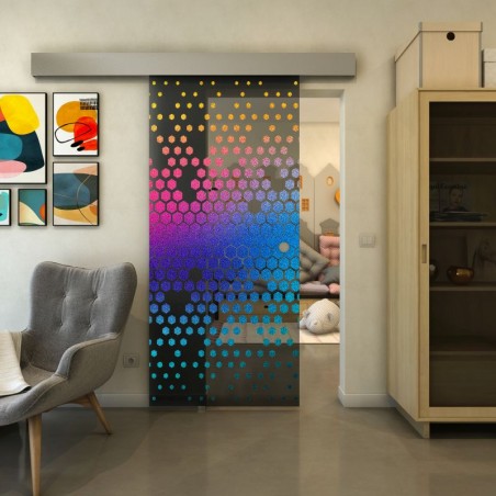 Glasschiebetür ECO-LINE - Fineprint Model 072 Verlauf auf Grauglas