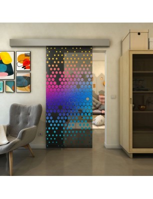 Glasschiebetür ECO-LINE - Fineprint Model 072 Verlauf auf Grauglas