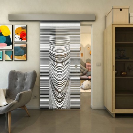Glasschiebetür ECO-LINE - Fineprint Model 073 Weiss auf Grauglas