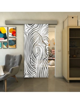 Glasschiebetür ECO-LINE - Fineprint Model 074 Weiss auf Grauglas