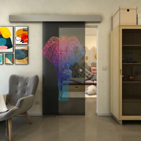 Glasschiebetür ECO-LINE - Fineprint Model 078 Verlauf auf Grauglas
