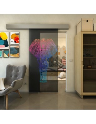 Glasschiebetür ECO-LINE - Fineprint Model 078 Verlauf auf Grauglas
