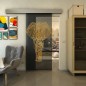 Glasschiebetür ECO-LINE - Fineprint Modell 078 Gold auf Grauglas Glasschiebetür ECO-LINE - Fineprint Modell 078 Gold auf Grauglas
