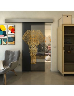 Glasschiebetür ECO-LINE - Fineprint Model 078 Gold auf Grauglas