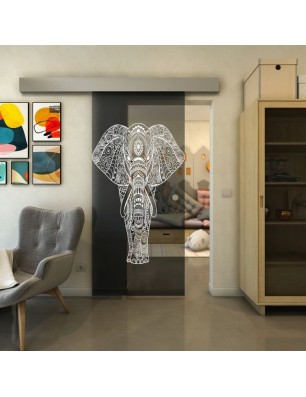 Glasschiebetür ECO-LINE - Fineprint Model 078 Weiss auf Grauglas