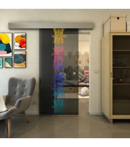 Glasschiebetür ECO-LINE - Fineprint Model 081 Verlauf auf Grauglas