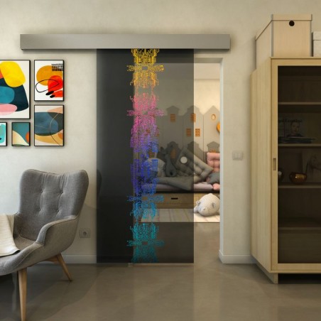 Glasschiebetür ECO-LINE - Fineprint Model 081 Verlauf auf Grauglas