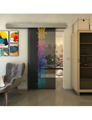Glasschiebetür ECO-LINE - Fineprint Model 081 Verlauf auf Grauglas