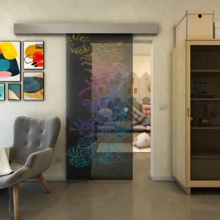 Glasschiebetür ECO-LINE - Fineprint Model 082 Verlauf auf Grauglas