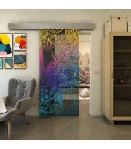 Glasschiebetür ECO-LINE - Fineprint Model 083 Verlauf auf Grauglas