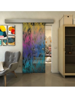 Glasschiebetür ECO-LINE - Fineprint Model 084 Verlauf auf Grauglas