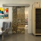 Glasschiebetür ECO-LINE - Fineprint Modell 087 Gold auf Grauglas Glasschiebetür ECO-LINE - Fineprint Modell 087 Gold auf Grauglas