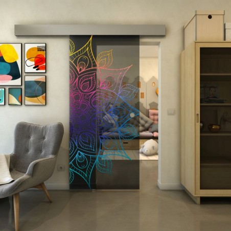 Glasschiebetür ECO-LINE - Fineprint Model 088 Verlauf auf Grauglas