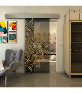 Glasschiebetür ECO-LINE - Fineprint Model 088 Gold auf Grauglas
