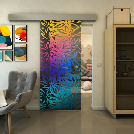 Glasschiebetür ECO-LINE - Fineprint Model 094 Verlauf auf Grauglas