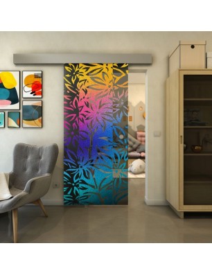 Glasschiebetür ECO-LINE - Fineprint Model 094 Verlauf auf Grauglas