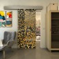 Glasschiebetür ECO-LINE - Fineprint Modell 095 Gold auf Grauglas Glasschiebetür ECO-LINE - Fineprint Modell 095 Gold auf Grauglas