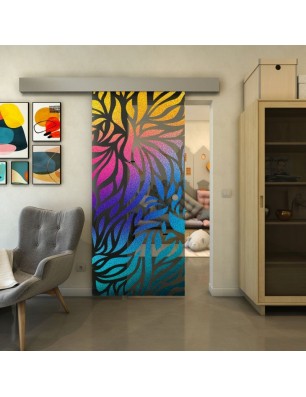 Glasschiebetür ECO-LINE - Fineprint Model 096 Verlauf auf Grauglas