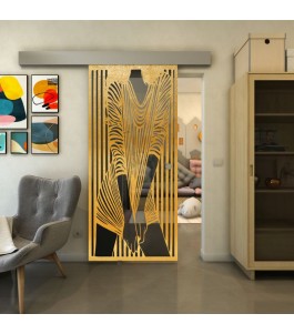 Glasschiebetür ECO-LINE - Fineprint Model 097 Gold auf Grauglas
