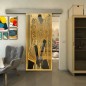 Glasschiebetür ECO-LINE - Fineprint Modell 097 Gold auf Grauglas Glasschiebetür ECO-LINE - Fineprint Modell 097 Gold auf Grauglas