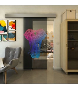 Glasschiebetür ECO-LINE - Fineprint Model 098 Verlauf auf Grauglas