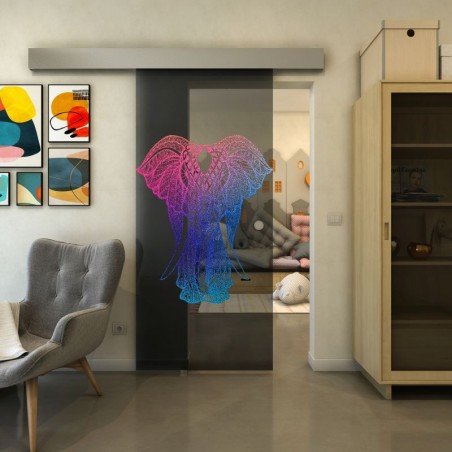 Glasschiebetür ECO-LINE - Fineprint Model 098 Verlauf auf Grauglas