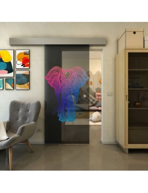 Glasschiebetür ECO-LINE - Fineprint Model 098 Verlauf auf Grauglas