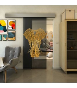 Glasschiebetür ECO-LINE - Fineprint Model 098 Gold auf Grauglas