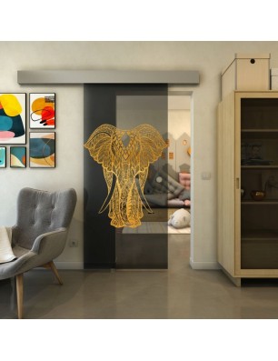 Glasschiebetür ECO-LINE - Fineprint Model 098 Gold auf Grauglas