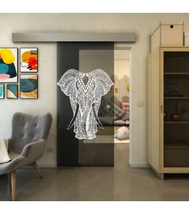 Glasschiebetür ECO-LINE - Fineprint Model 098 Weiss auf Grauglas