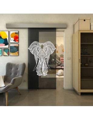 Glasschiebetür ECO-LINE - Fineprint Model 098 Weiss auf Grauglas